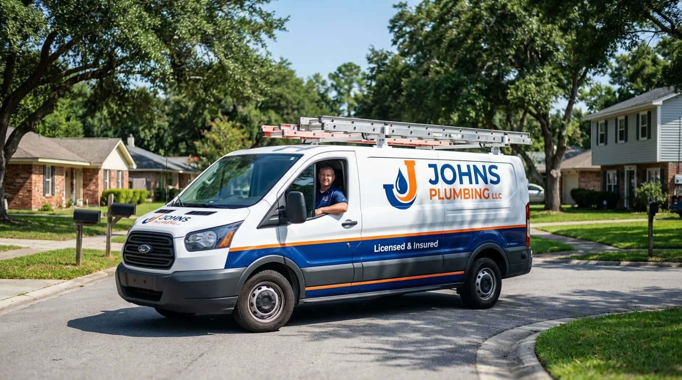 Johns Plumbing LLC service van in North Lewisburg, OH
