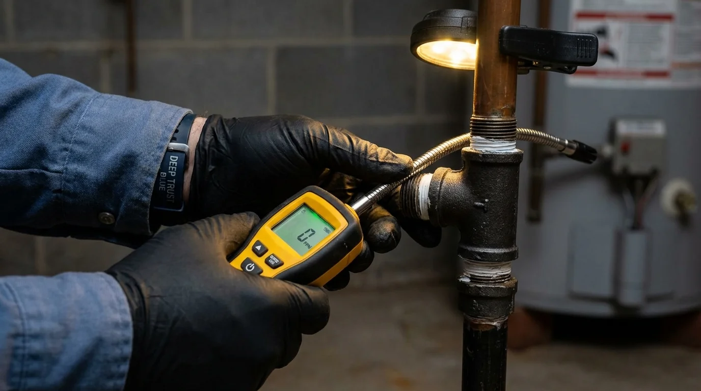 Gas leak detection with electronic sniffer by Johns Plumbing LLC in North Lewisburg