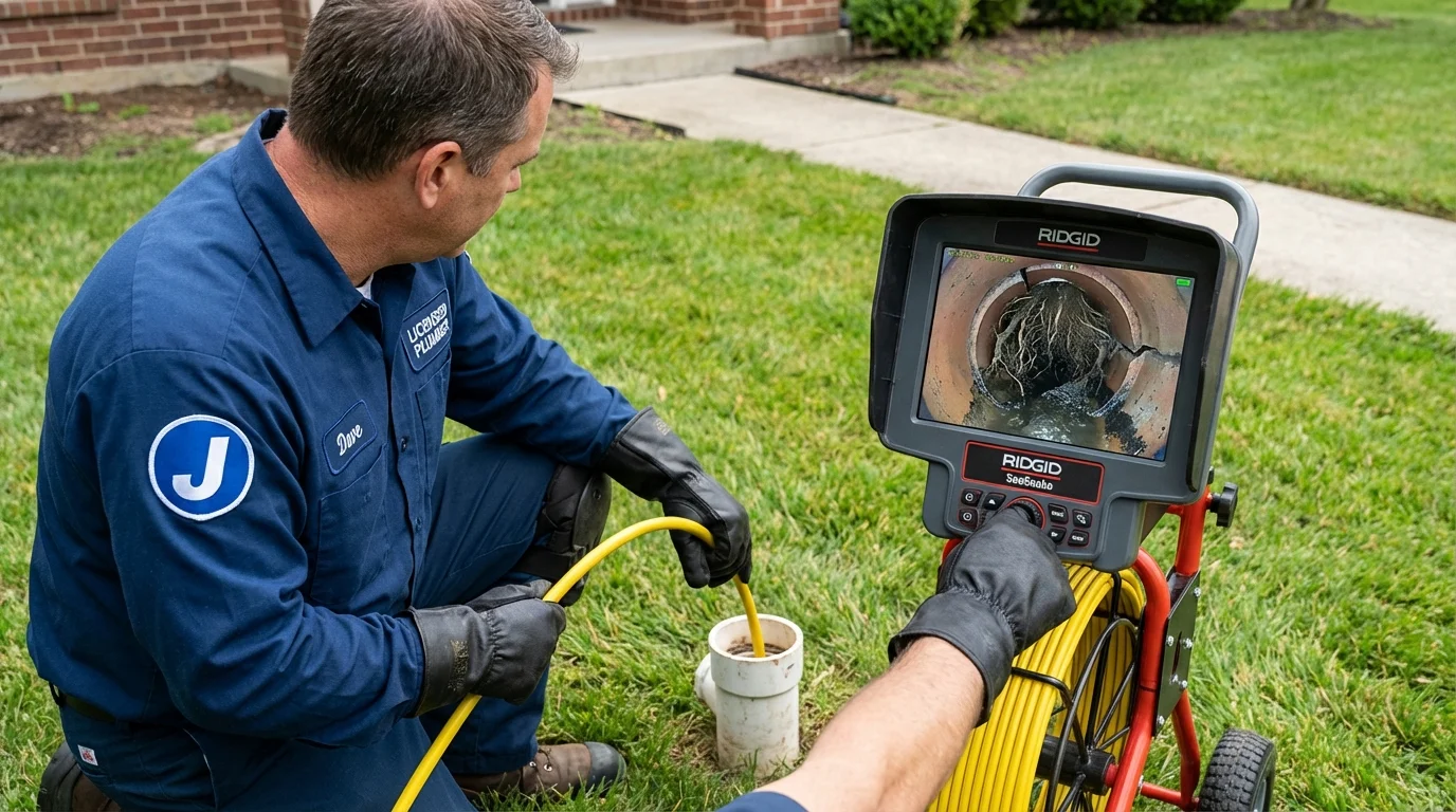 Sewer camera inspection being performed by Johns Plumbing LLC in North Lewisburg